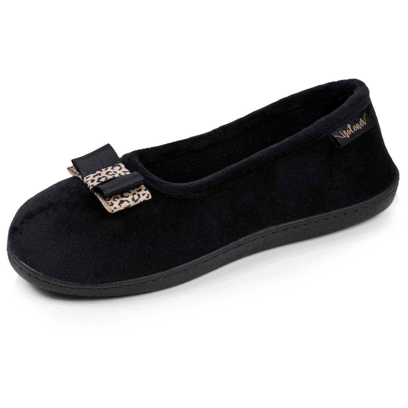 Chaussons Ballerines Velours Semelle Ergonomique Noir