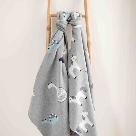 Couverture en coton bio gots Écru, dino+Écru, hippo+Écru, motifs bleu+Gris, champi+Gris, chatons+Gris, flammant rose+Gris, licorne+Multicolore, toucan+Rose, chat 37 - vertbaudet enfant 