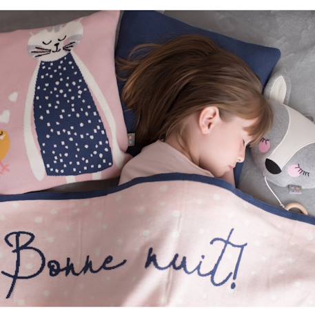 Couverture en coton bio gots Écru, dino+Écru, hippo+Écru, motifs bleu+Gris, champi+Gris, chatons+Gris, flammant rose+Gris, licorne+Multicolore, toucan+Rose, chat 50 - vertbaudet enfant 