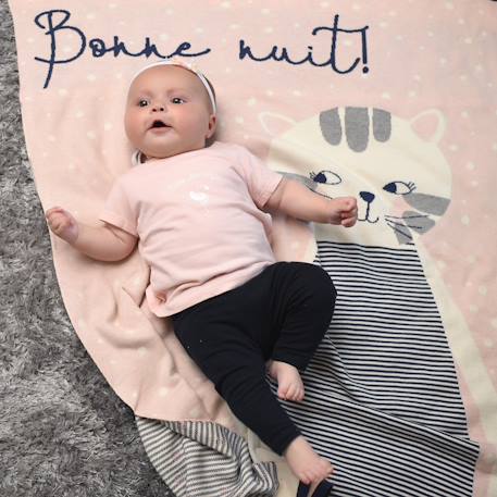 Couverture en coton bio gots Écru, dino+Écru, hippo+Écru, motifs bleu+Gris, champi+Gris, chatons+Gris, flammant rose+Gris, licorne+Multicolore, toucan+Rose, chat 46 - vertbaudet enfant 