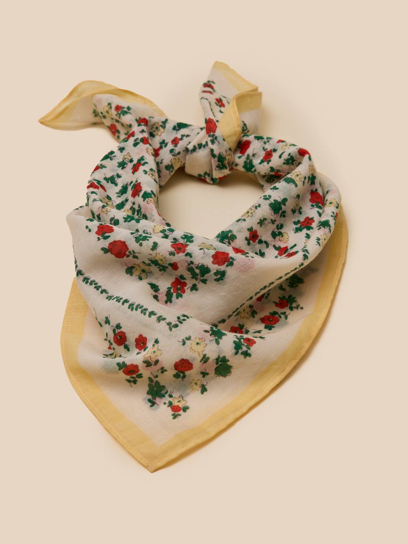 Foulard Fleurs - Coton Biologique Ecru
