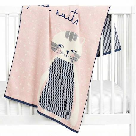Couverture en coton bio gots Écru, dino+Écru, hippo+Écru, motifs bleu+Gris, champi+Gris, chatons+Gris, flammant rose+Gris, licorne+Multicolore, toucan+Rose, chat 45 - vertbaudet enfant 