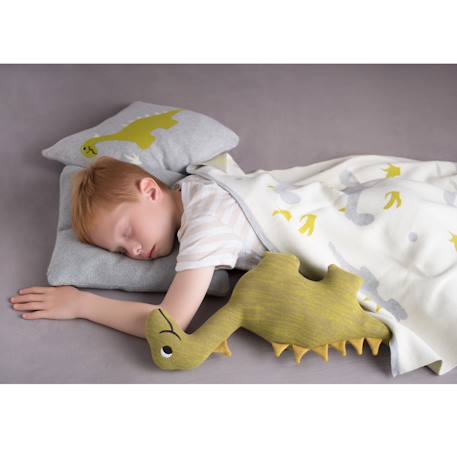 Couverture en coton bio gots Écru, dino+Écru, hippo+Écru, motifs bleu+Gris, champi+Gris, chatons+Gris, flammant rose+Gris, licorne+Multicolore, toucan+Rose, chat 6 - vertbaudet enfant 