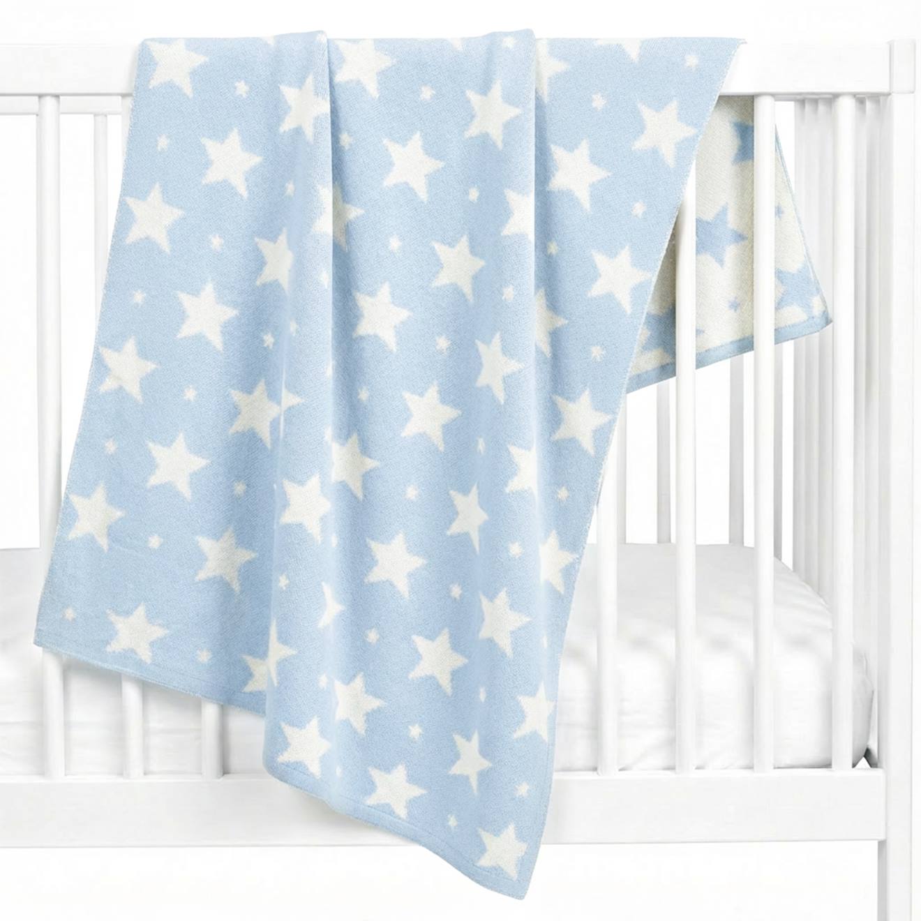 Couverture En Coton Bio Gots Étoiles, Bleu