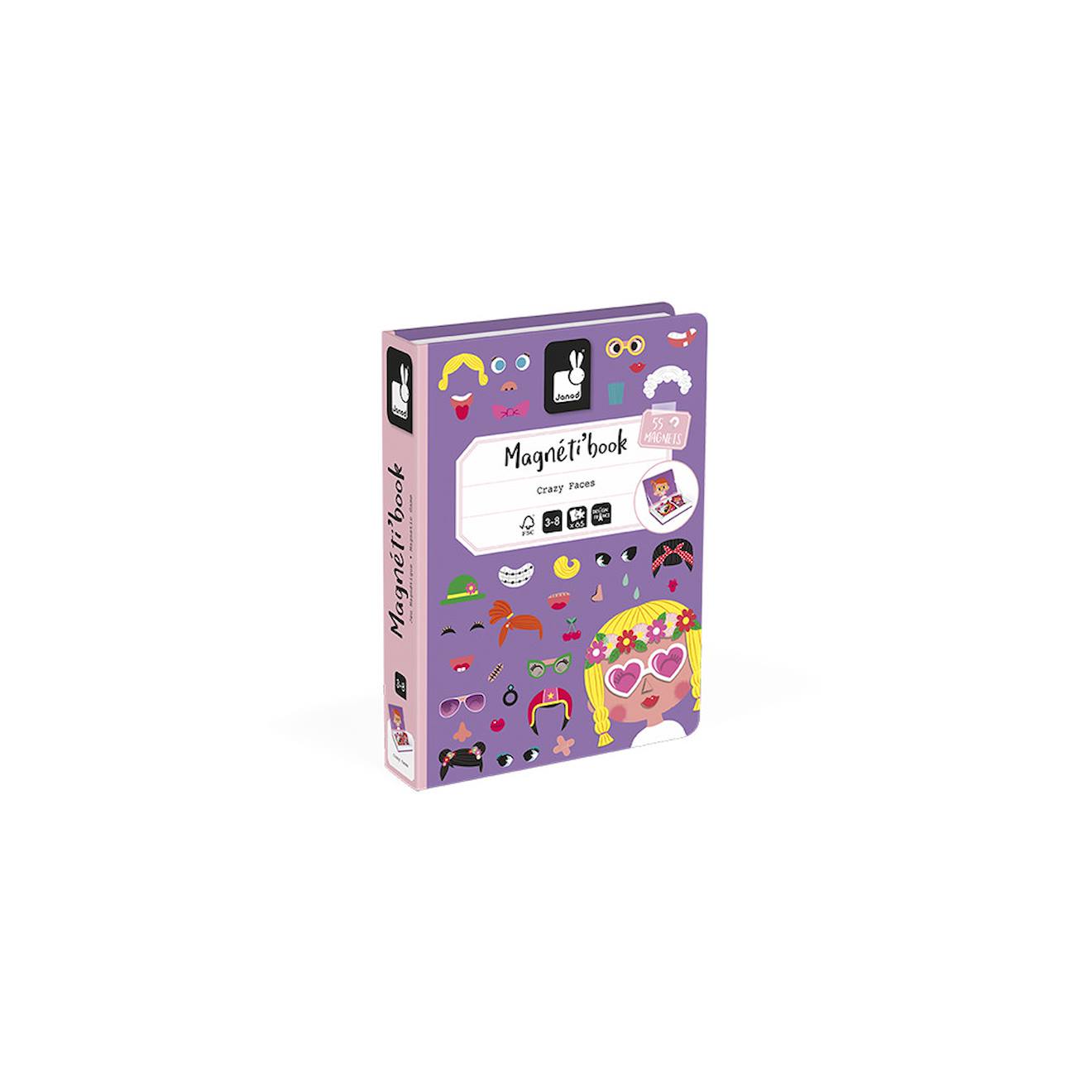 Magnéti'book Crazy Faces Fille, 55 Magnets Rose