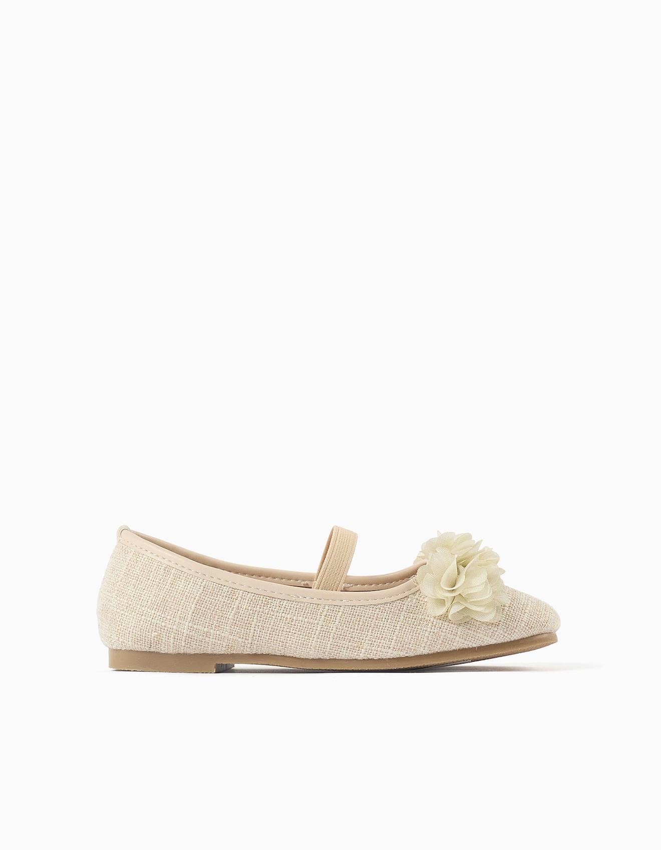 Ballerines En Lin Avec Fleurs Beige 38 €