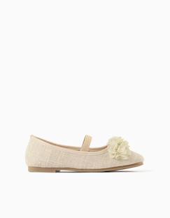 Chaussures-Ballerines en lin avec fleurs