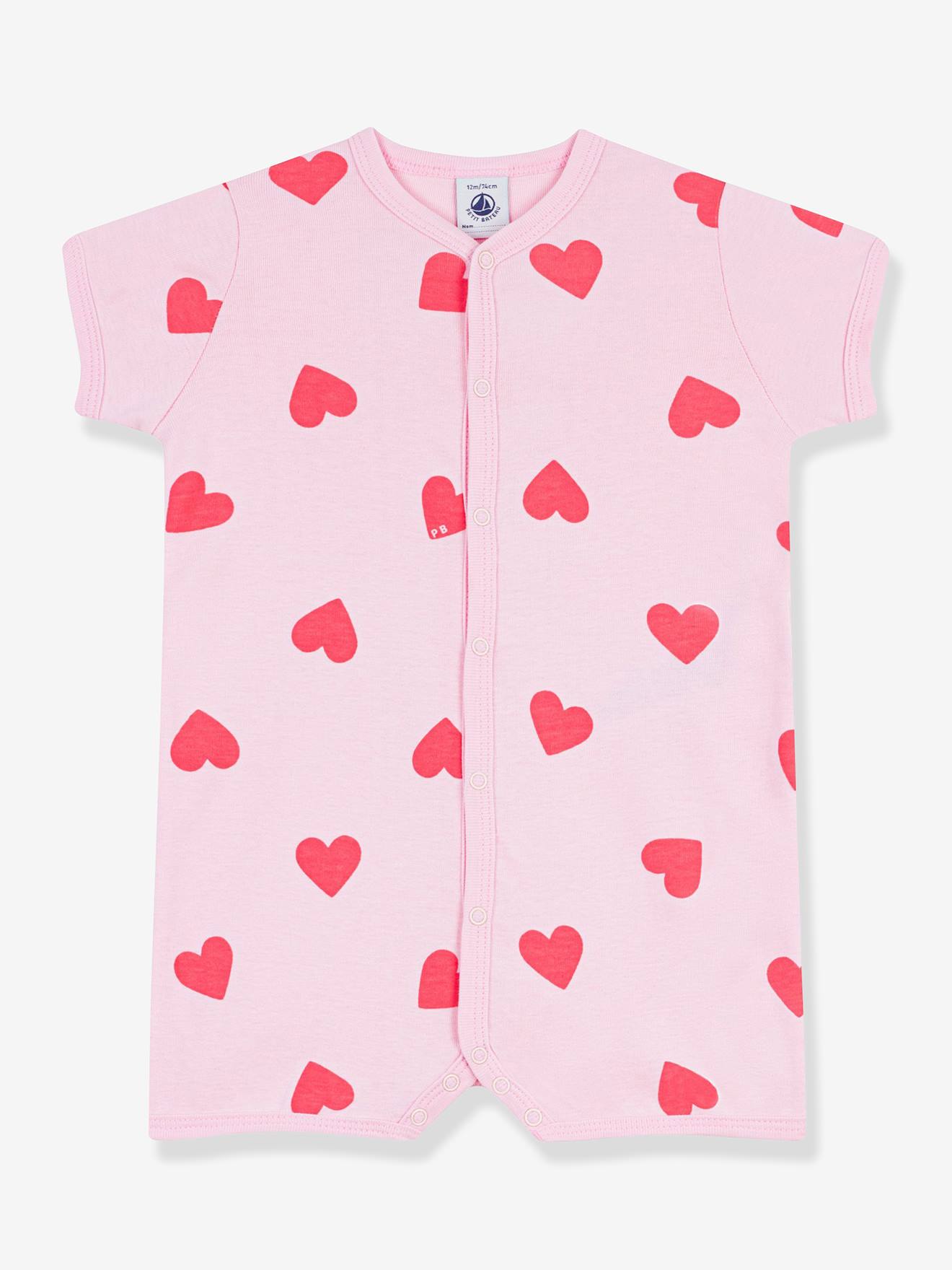Combicourte bébé imprimée coeurs rose