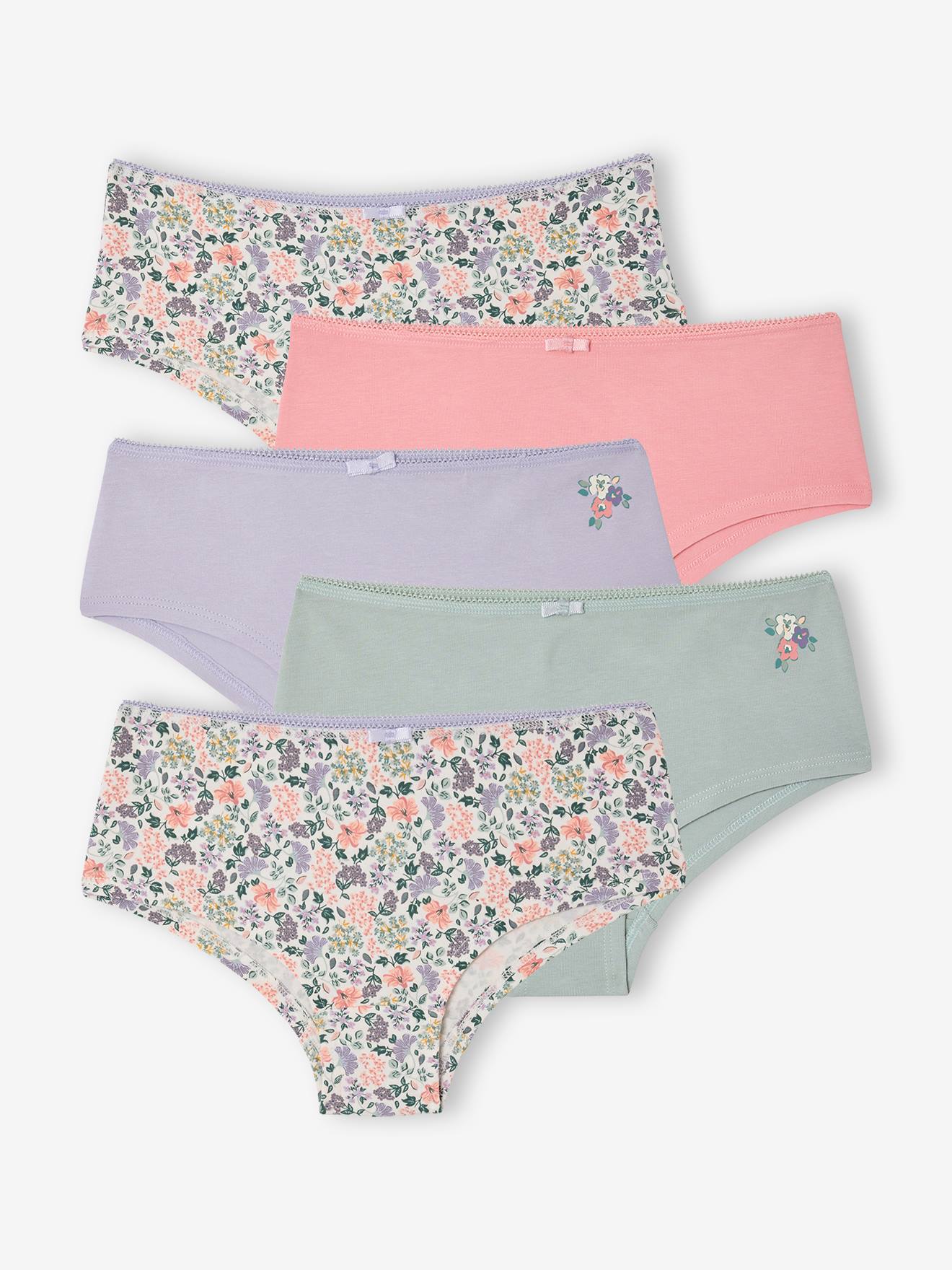 Lot de 5 shorties fille vert sauge