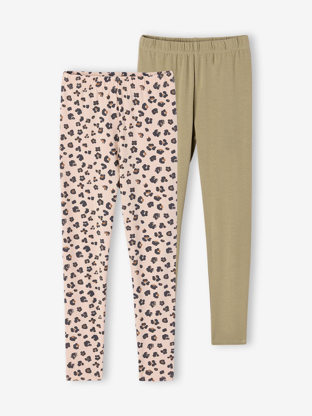 Lot de 2 leggings fille Basics kaki