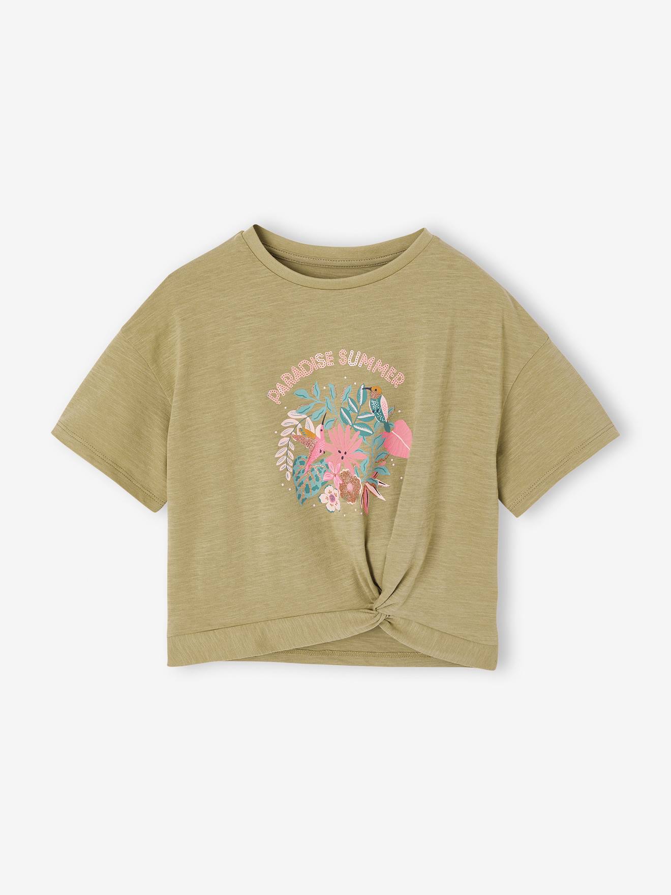T-shirt manches courtes fille kaki