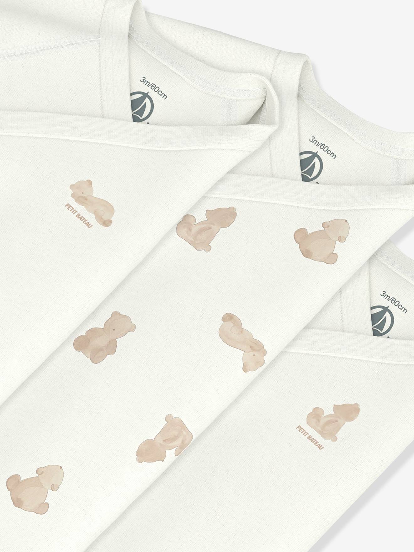 Lot 3 bodies croisés bébé Petit Bateau blanc (Petit Bateau) - Image 2