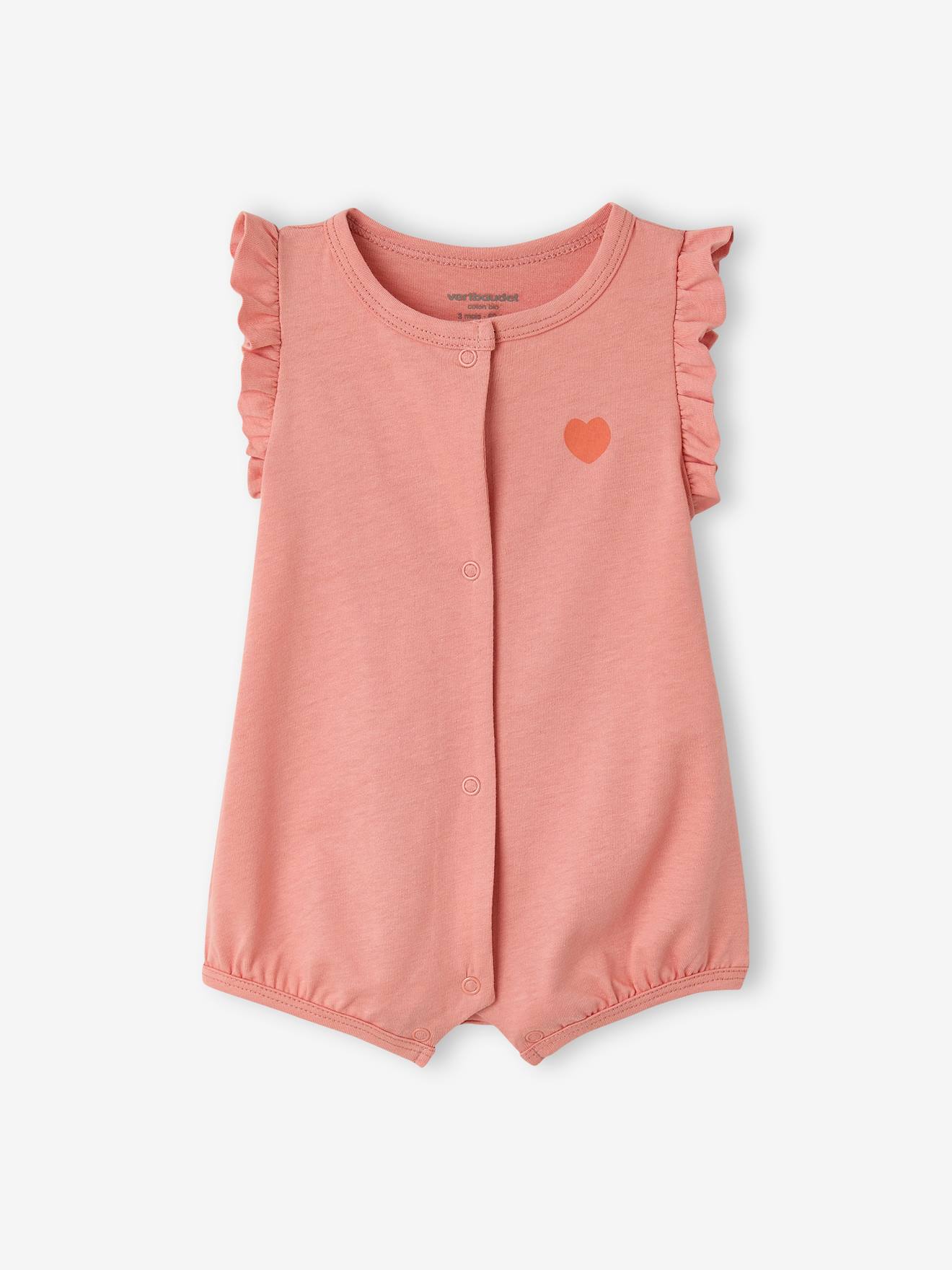 Lot 2 combishort bébé fille coton bio écru (Vertbaudet) - Image 1