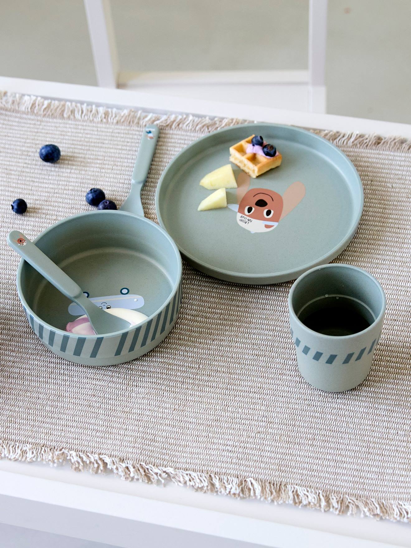 Coffret repas 4 pièces LÄSSIG bleu jean