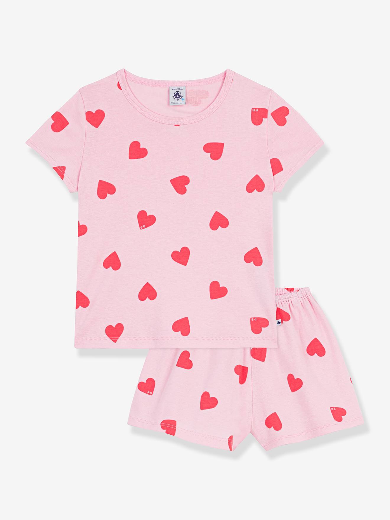 Pyjama short fille imprim coeurs rose 23 €