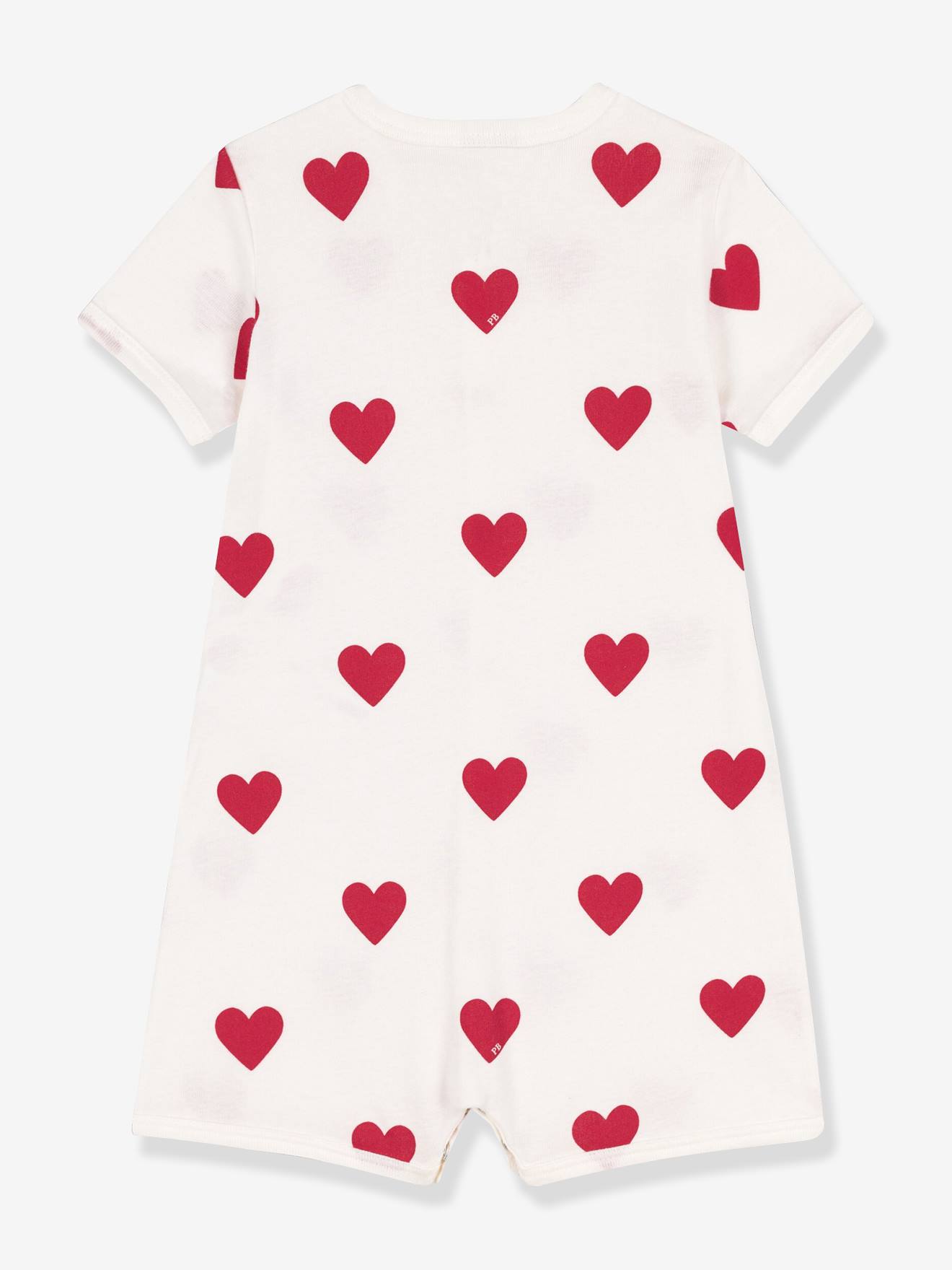 Combicourt bébé coton coeurs blanc (Petit Bateau) - Image 1
