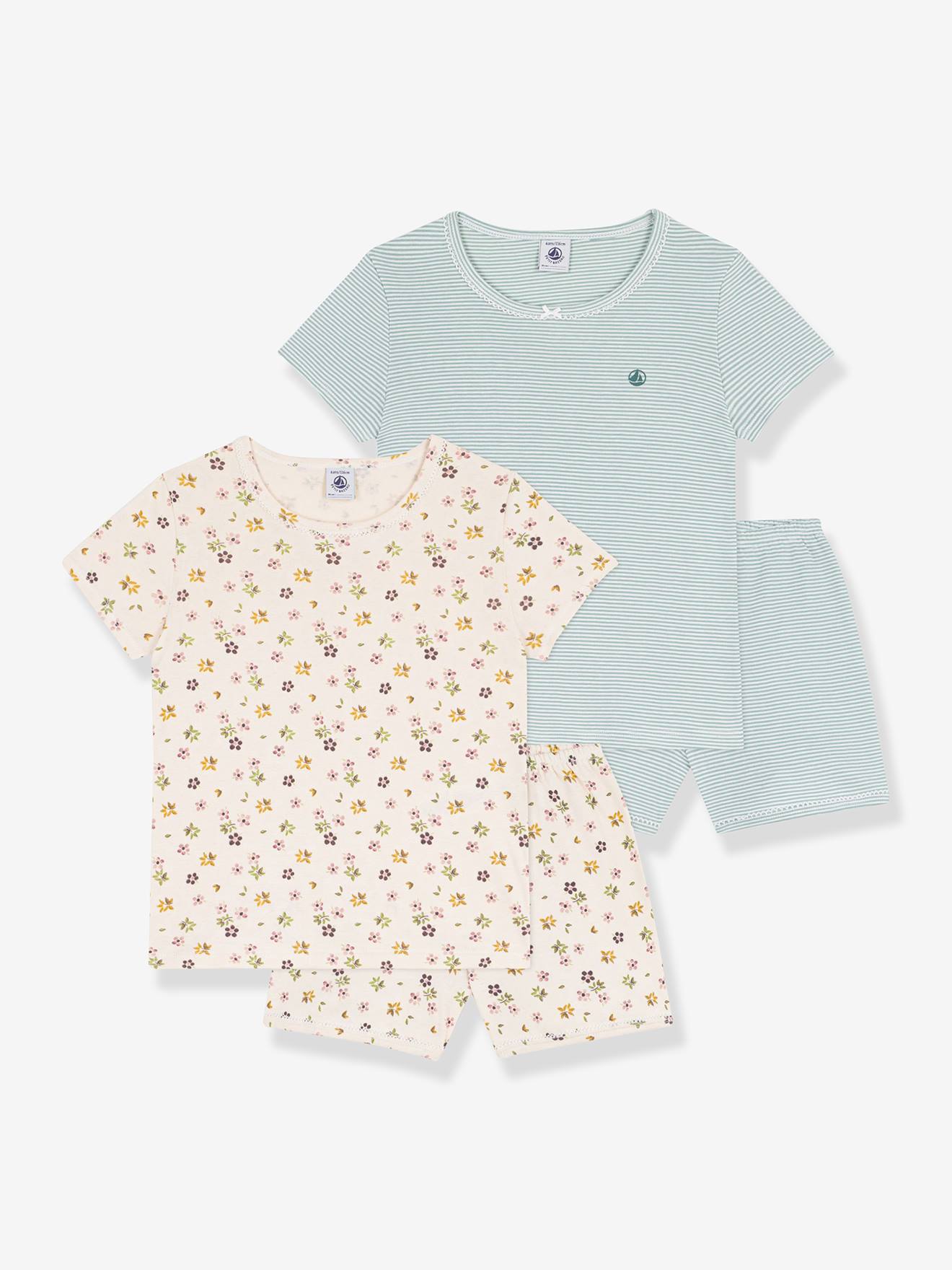 Lot 2 pyjamas coton imprimé Petit Bateau blanc