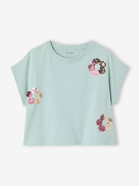 Fille-T-shirt, sous-pull-T-shirt-T-shirt fille motifs sequins