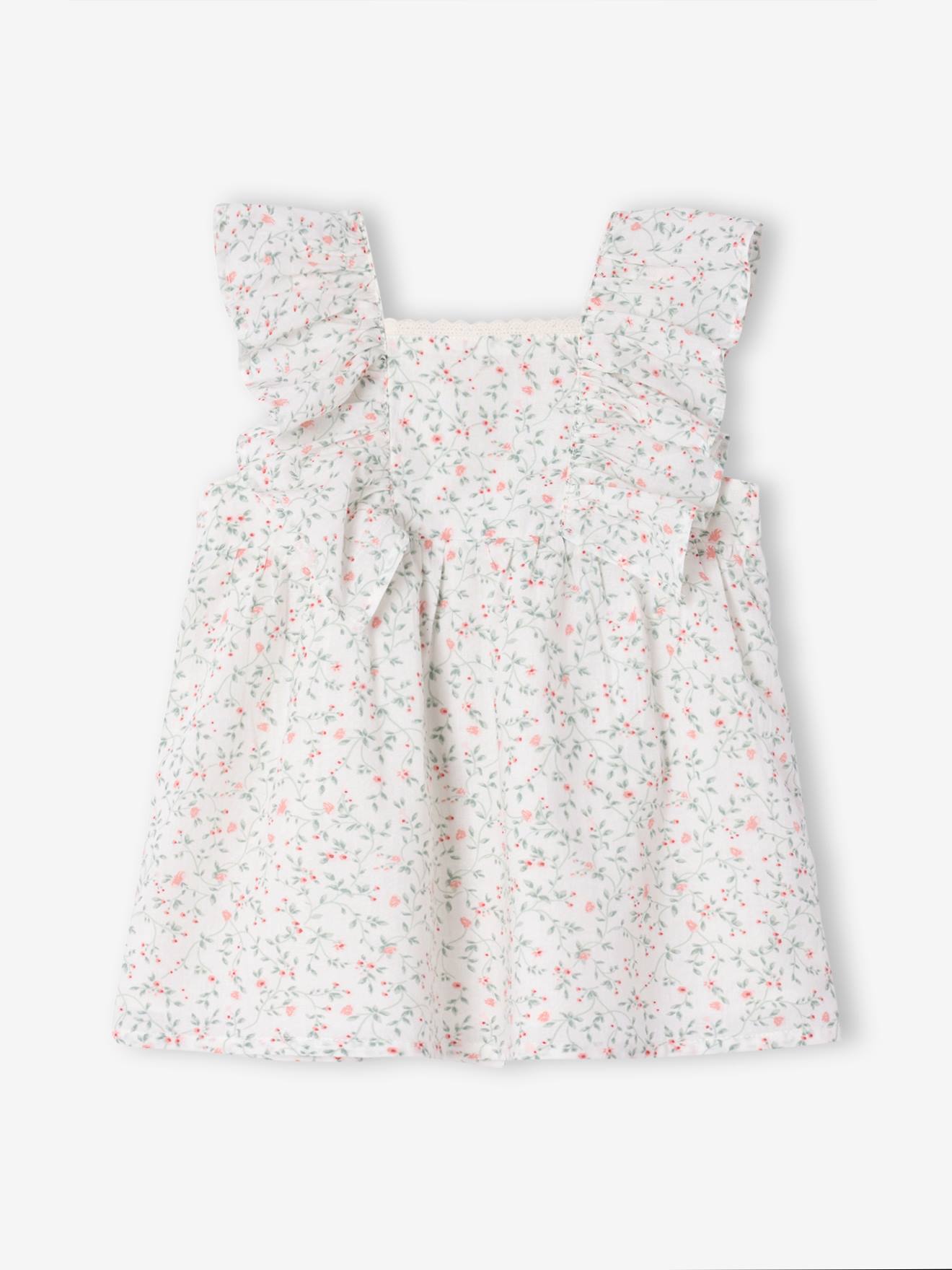 Robe bébé imprimé à volants blanc imprimé