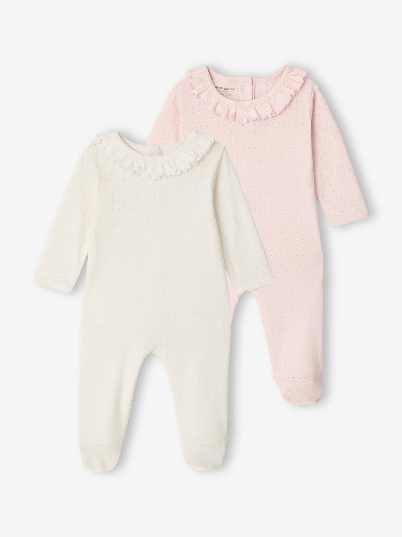 Lot 2 pyjama bébé fille uni rose