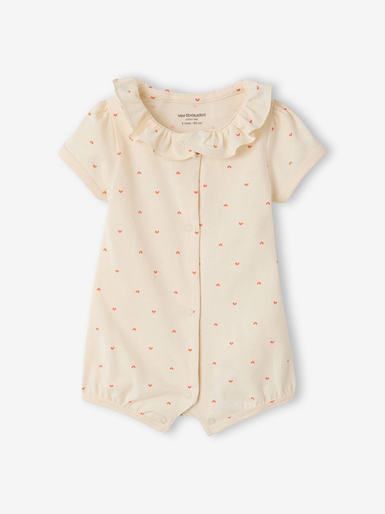 Lot 2 combishort bébé fille coton bio écru (Vertbaudet) - Image 2