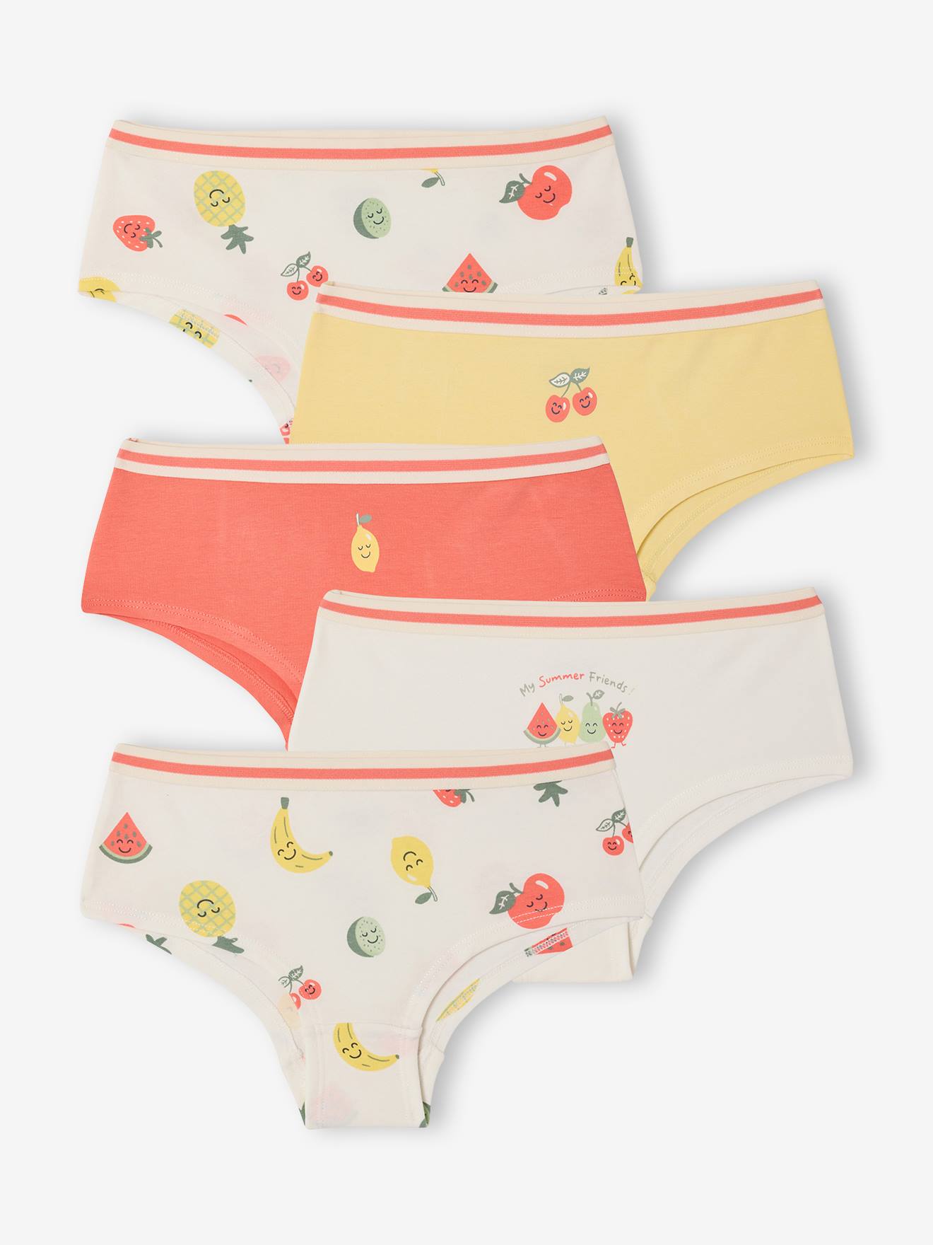 Lot 5 shorties fruits écru