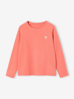 -T-shirt fille coeur pailleté manches longues 