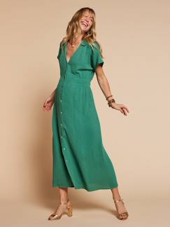 Vêtements de grossesse-Robe longue col chemise grossesse allaitement 