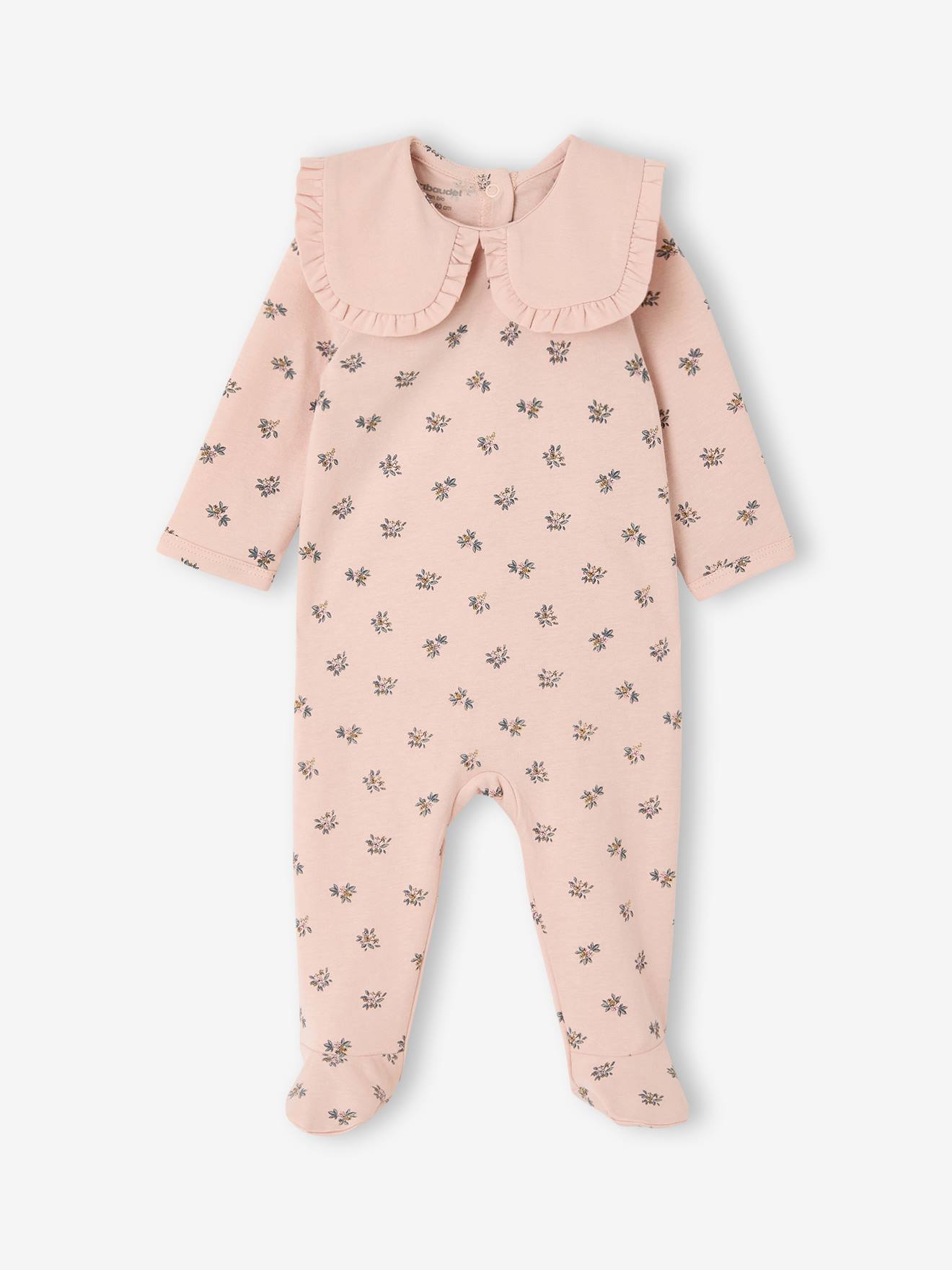 Pyjama dors-bien bébé fille coton biologique rose pâle