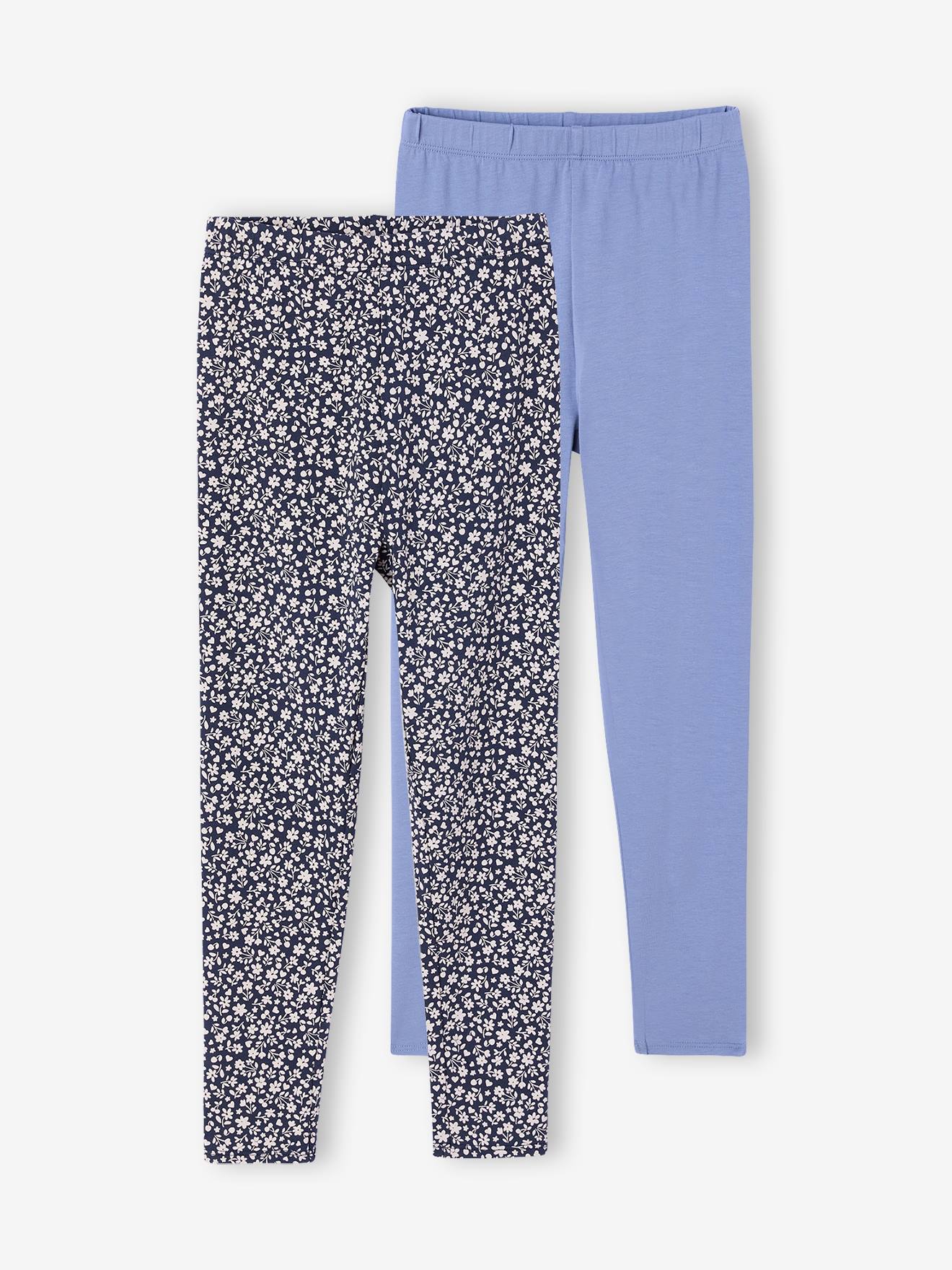 Lot de 2 leggings fille Basics indigo