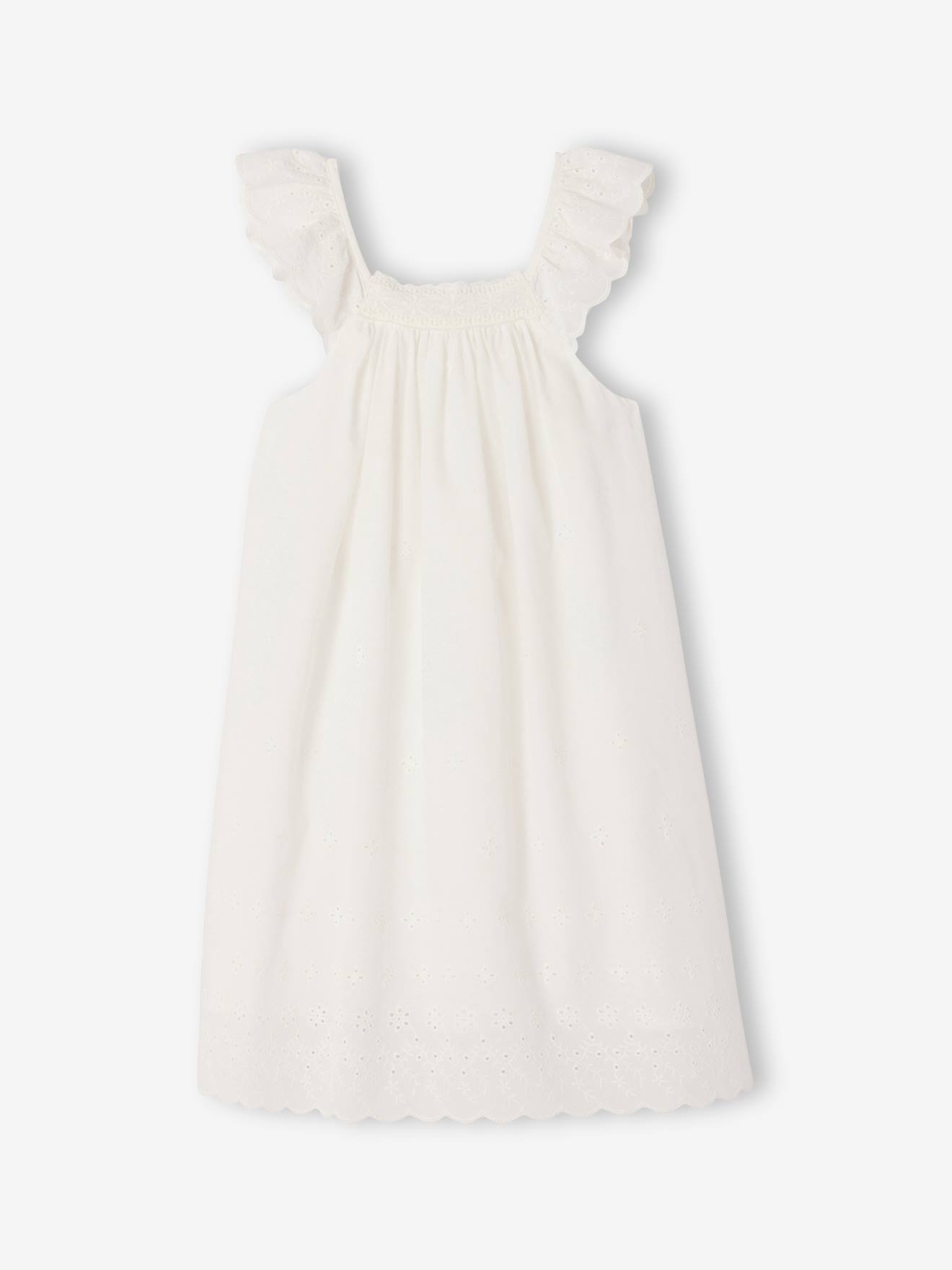 Robe évasée coton broderie blanc