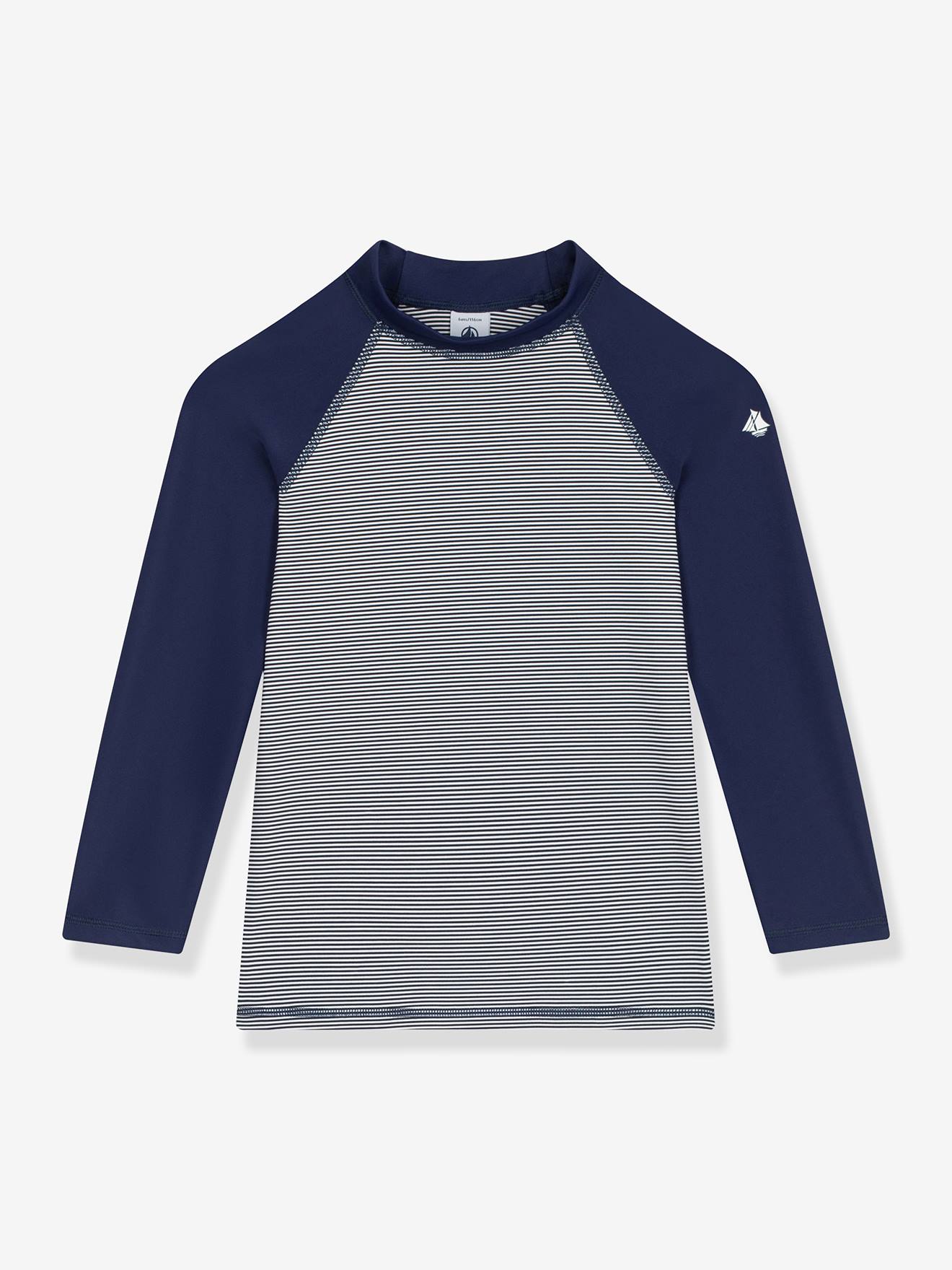 T-shirt de bain anti UV garçon à manches longues marine