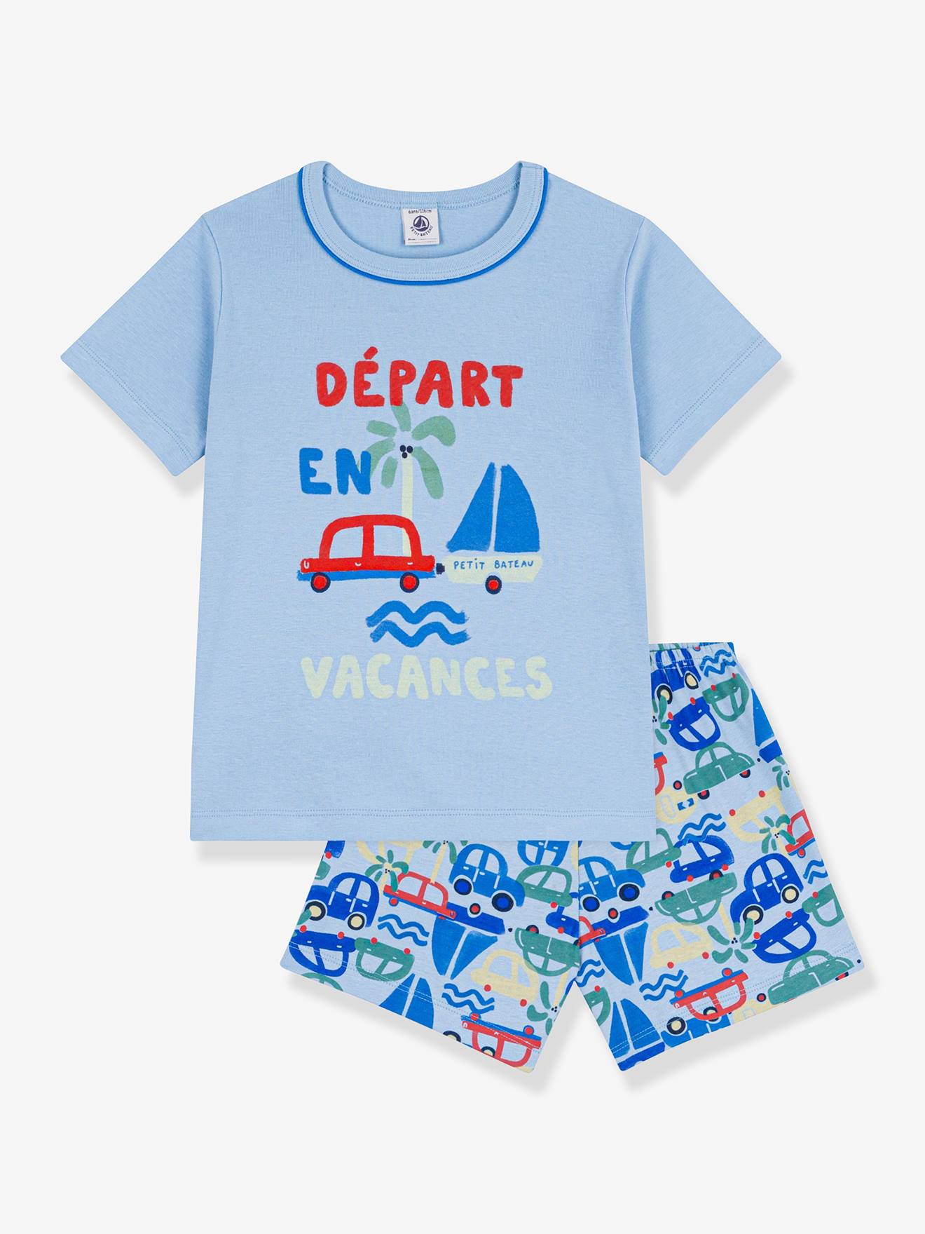 Pyjama short garçon bleu
