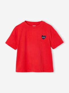 -Tee-shirt fille fantaisie motif poitrine manches courtes 