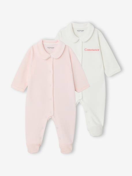 Bébé-Lot de 2 pyjamas bébé mixtes en velours ouverture naissance