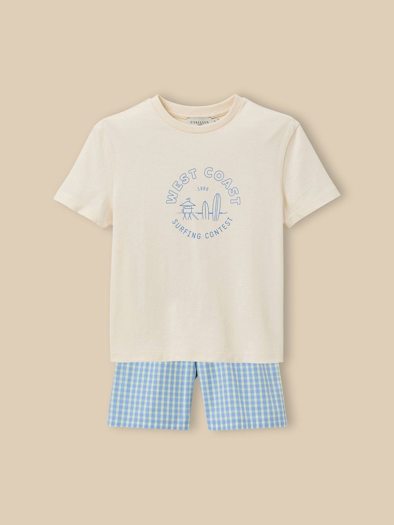 Pyja-short Garçon - Coton Biologique Bleu