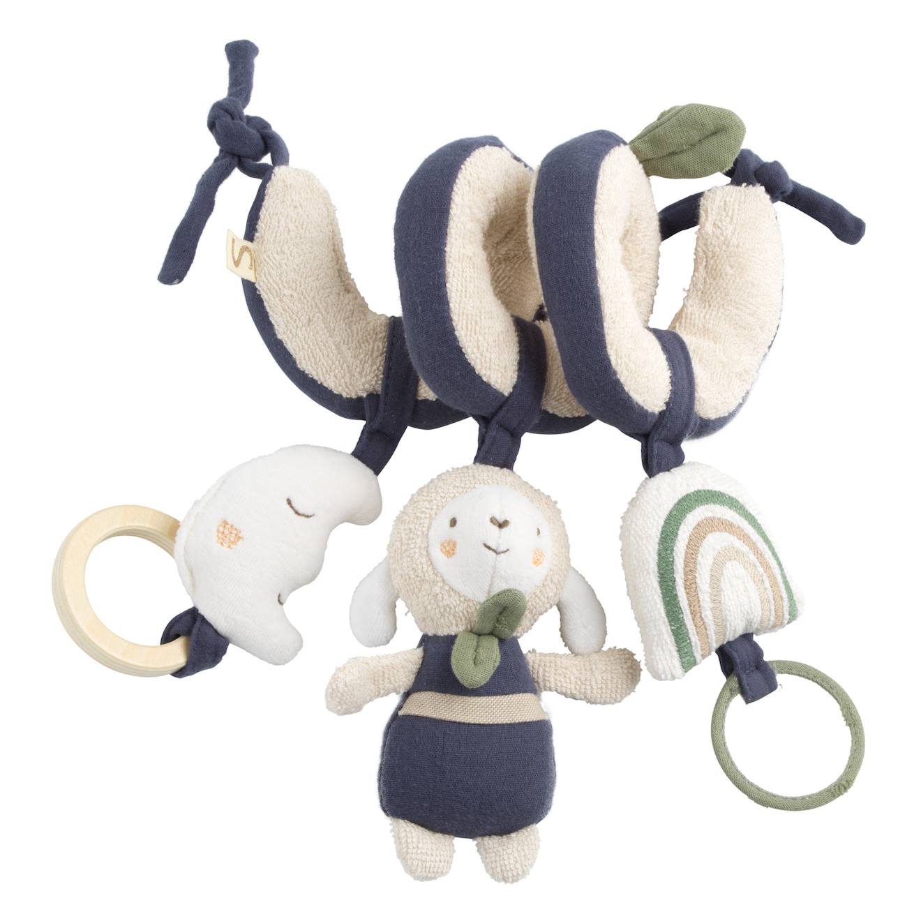 Spirale d'activités en bouclette coton bio - petit soleil beige/bleu