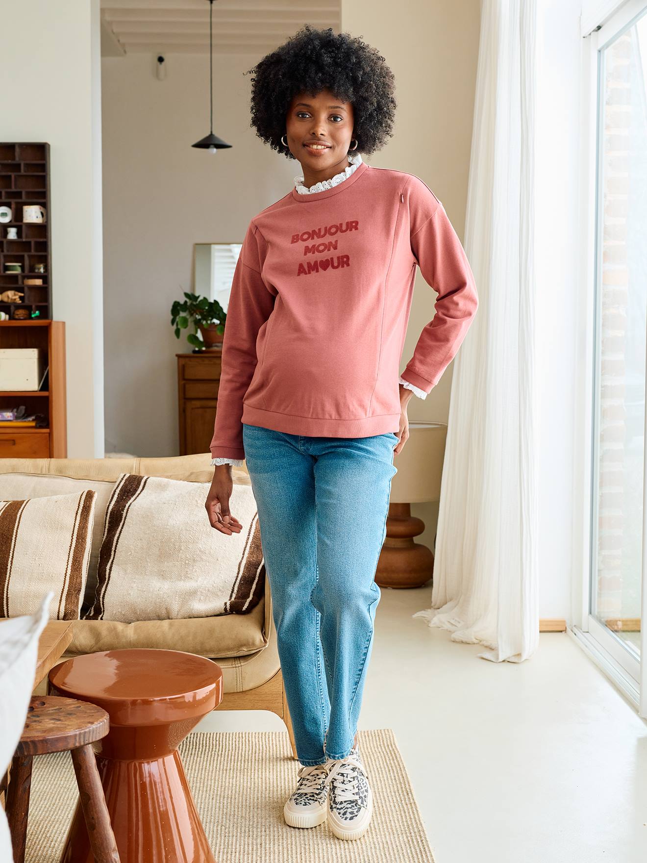 Sweat de grossesse et d'allaitement vieux rose (Vertbaudet) - Image 1