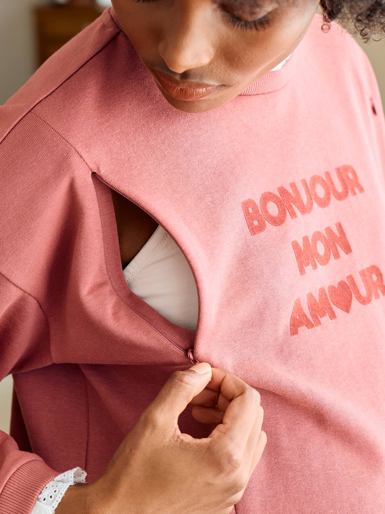 Sweat de grossesse et d'allaitement vieux rose (Vertbaudet) - Image 2