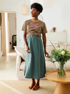 Vêtements de grossesse-Jupe-Jupe longue de grossesse en gaze de coton