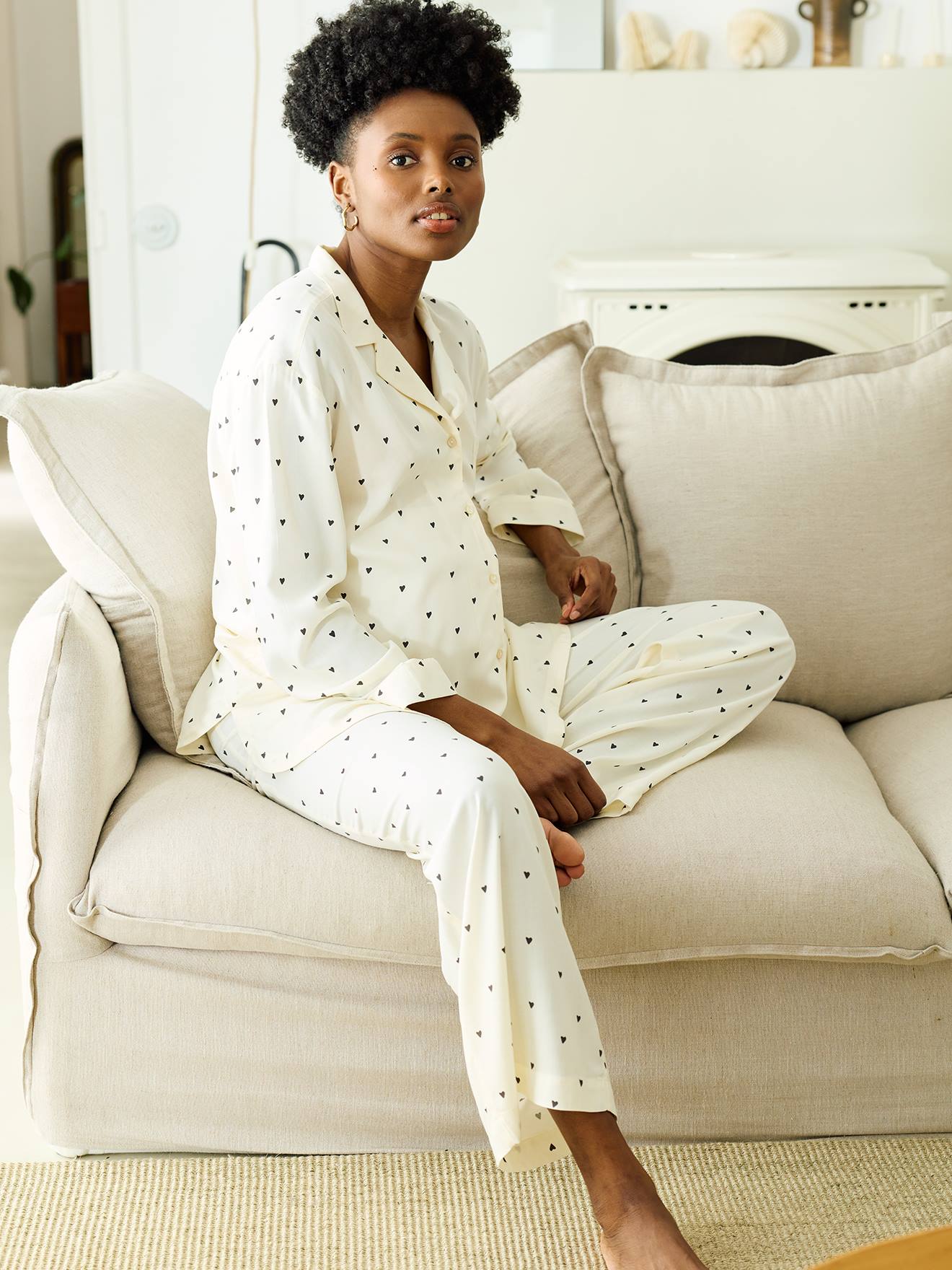 Pyjama de grossesse et d'allaitement écru