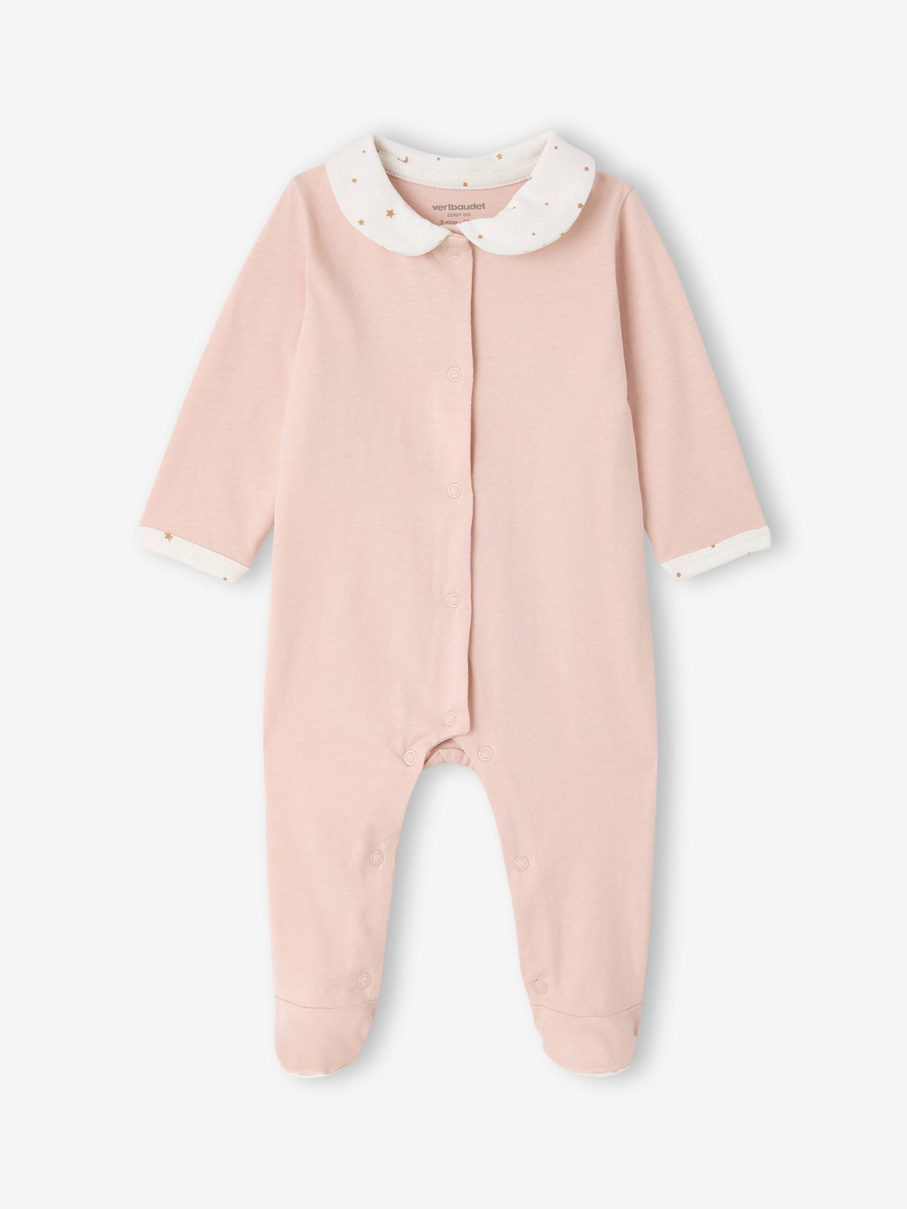 Lot 2 pyjamas bébé coton bio rose (Vertbaudet) - Image 2
