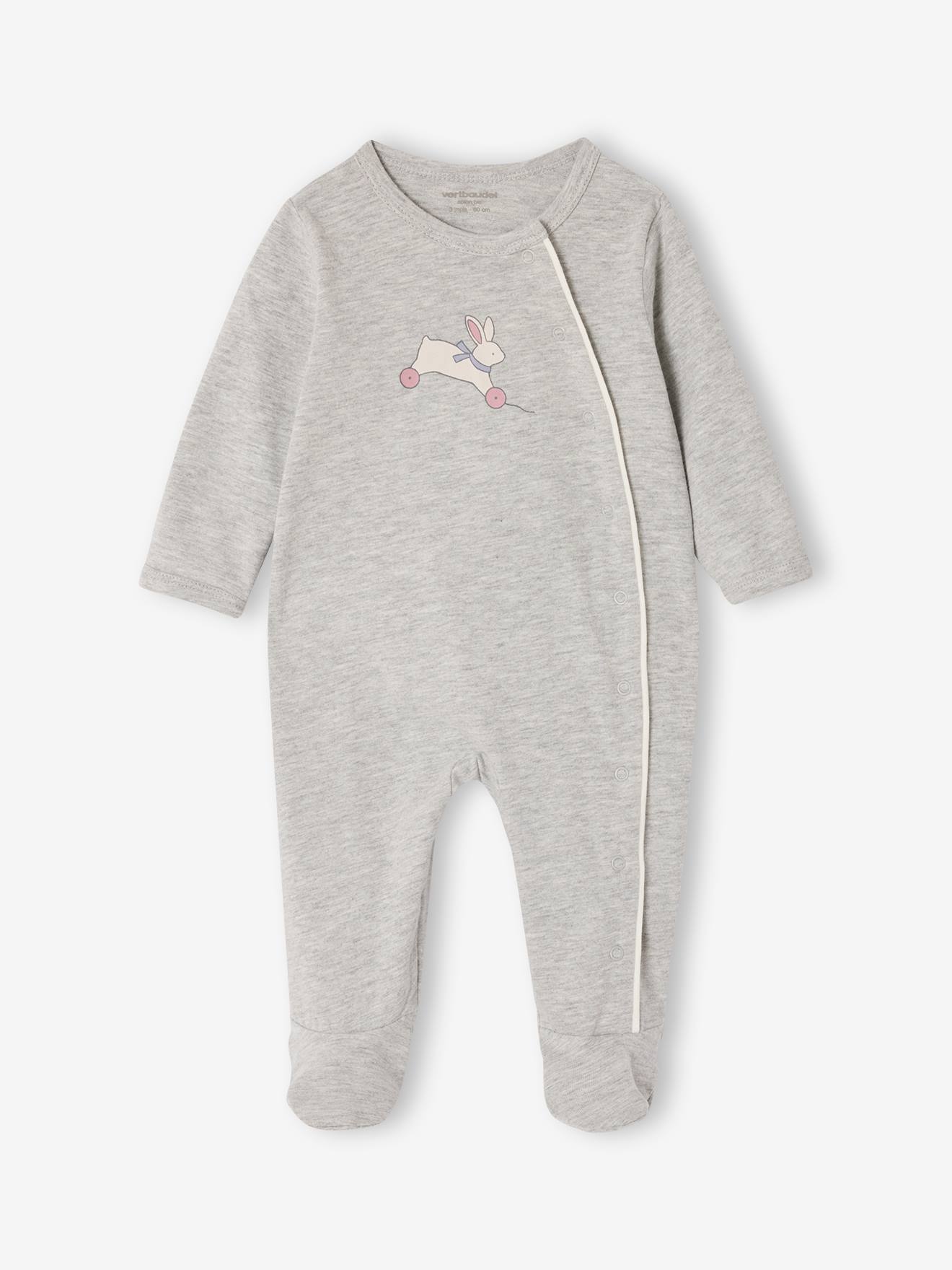 Lot de 2 pyjamas dors-bien bébé naissance gris chiné (Vertbaudet) - Image 1