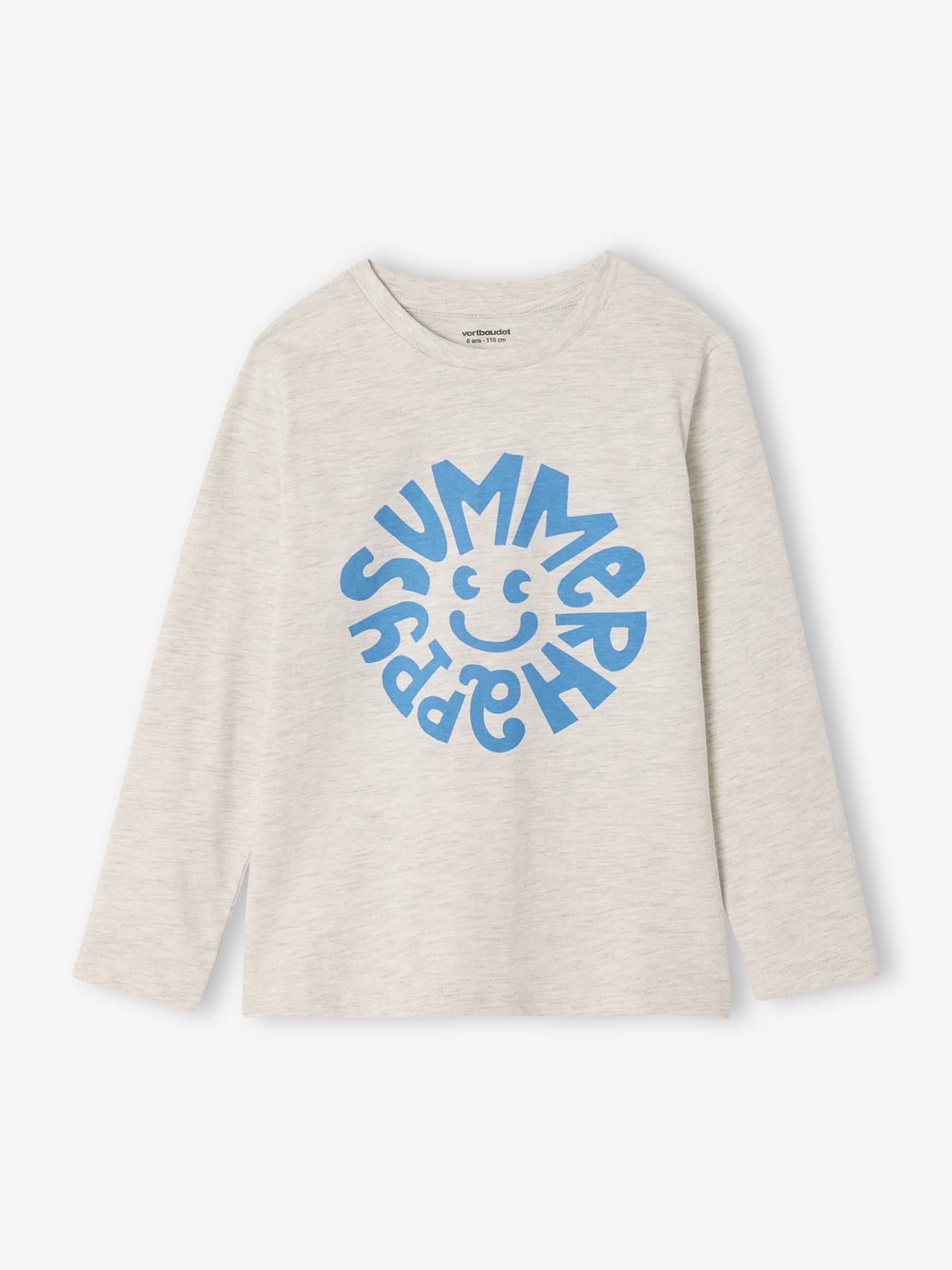 T-shirt garçon imprimé blanc chiné