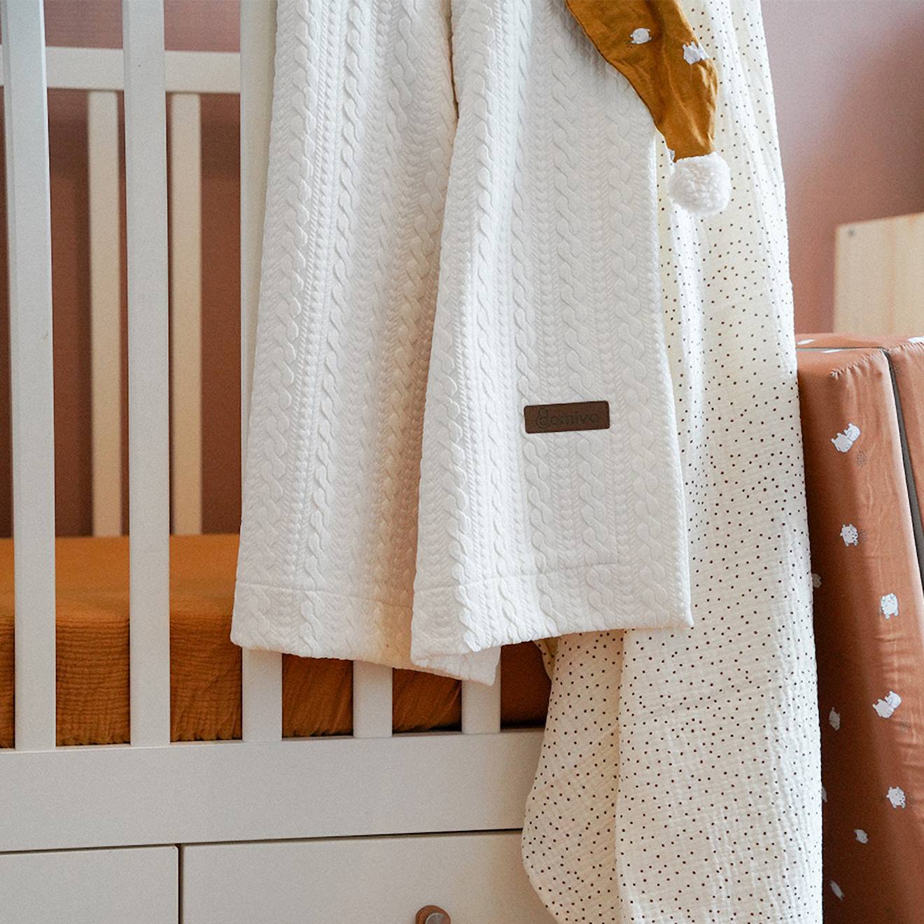 Couverture Réversible Pour Enfant Effet Maille Crème (Domiva) - Image 2