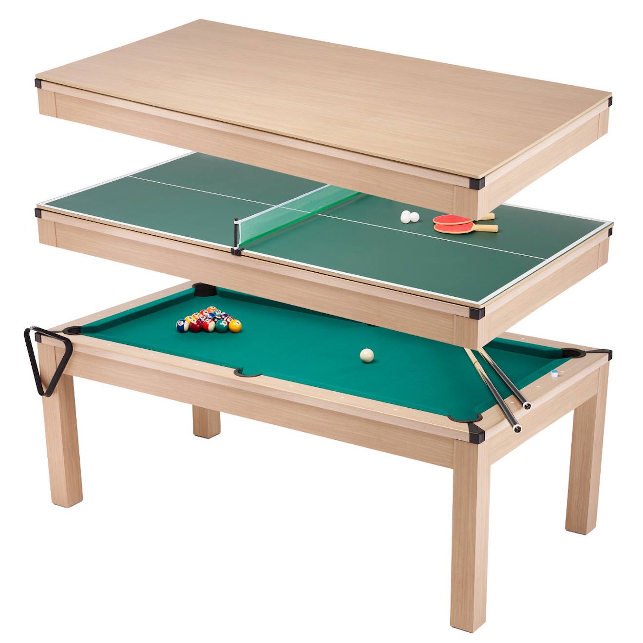 Kangui Table De Salle À Manger 3 En 1 Avec Billard Et Ping Pong Multicolore