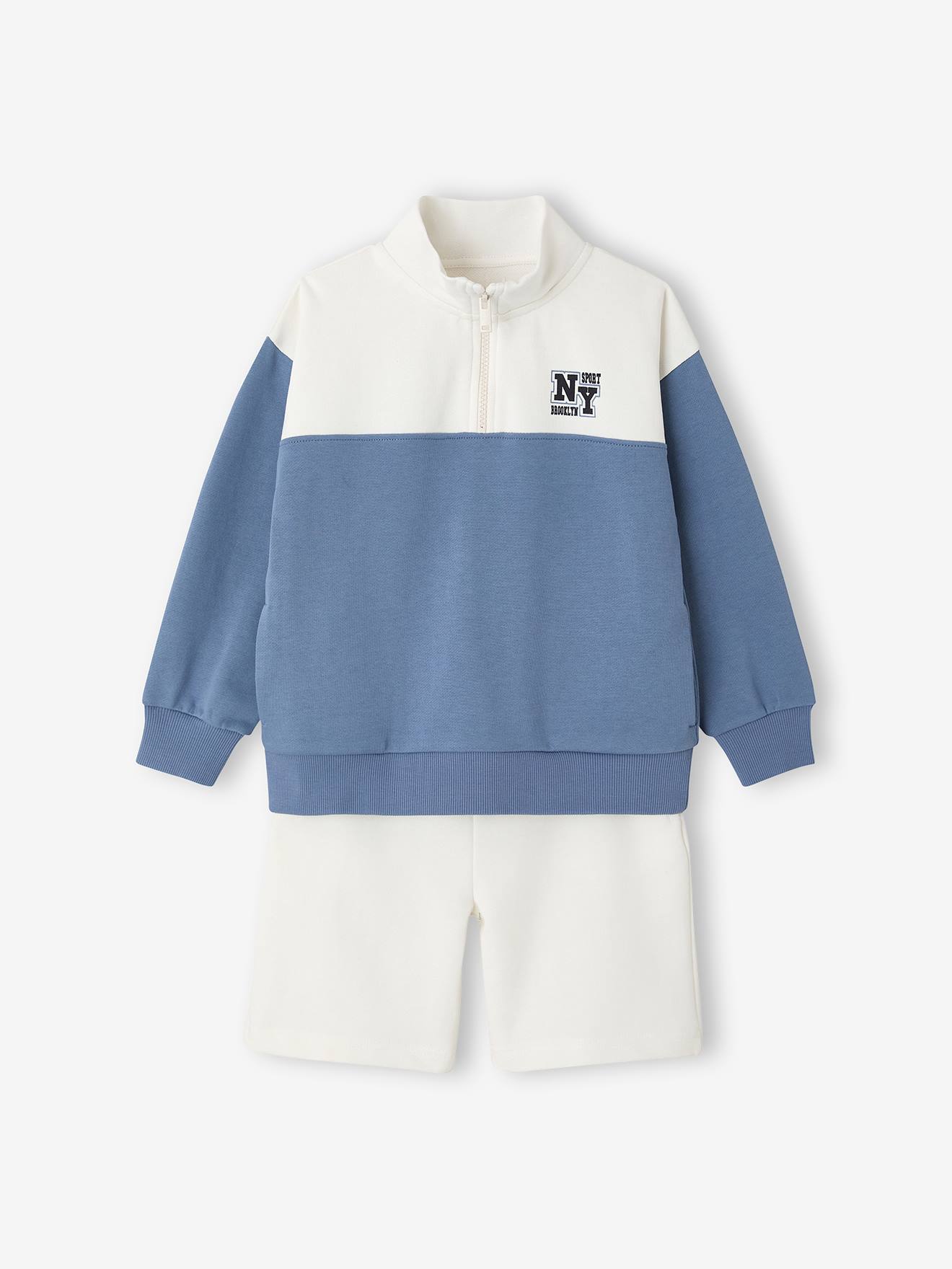 Ensemble short sweat garçon bleu moyen