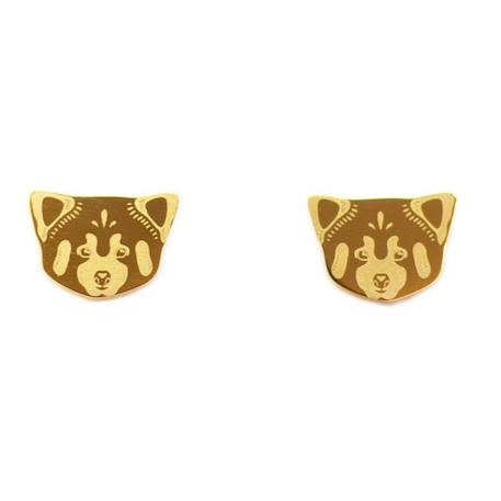 Boucles d'oreilles panda roux (plaqué or 18 carats)  - vertbaudet enfant