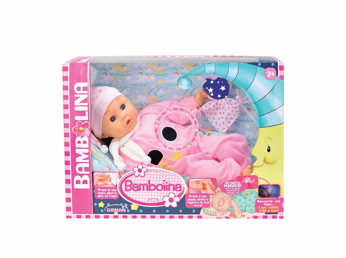 Poupon Bambolina Bonne Nuit - Parle : 50 Mots + Doudou Cœur Phosphorescent Rose (Pioupiou Et Merveilles) - Couverture