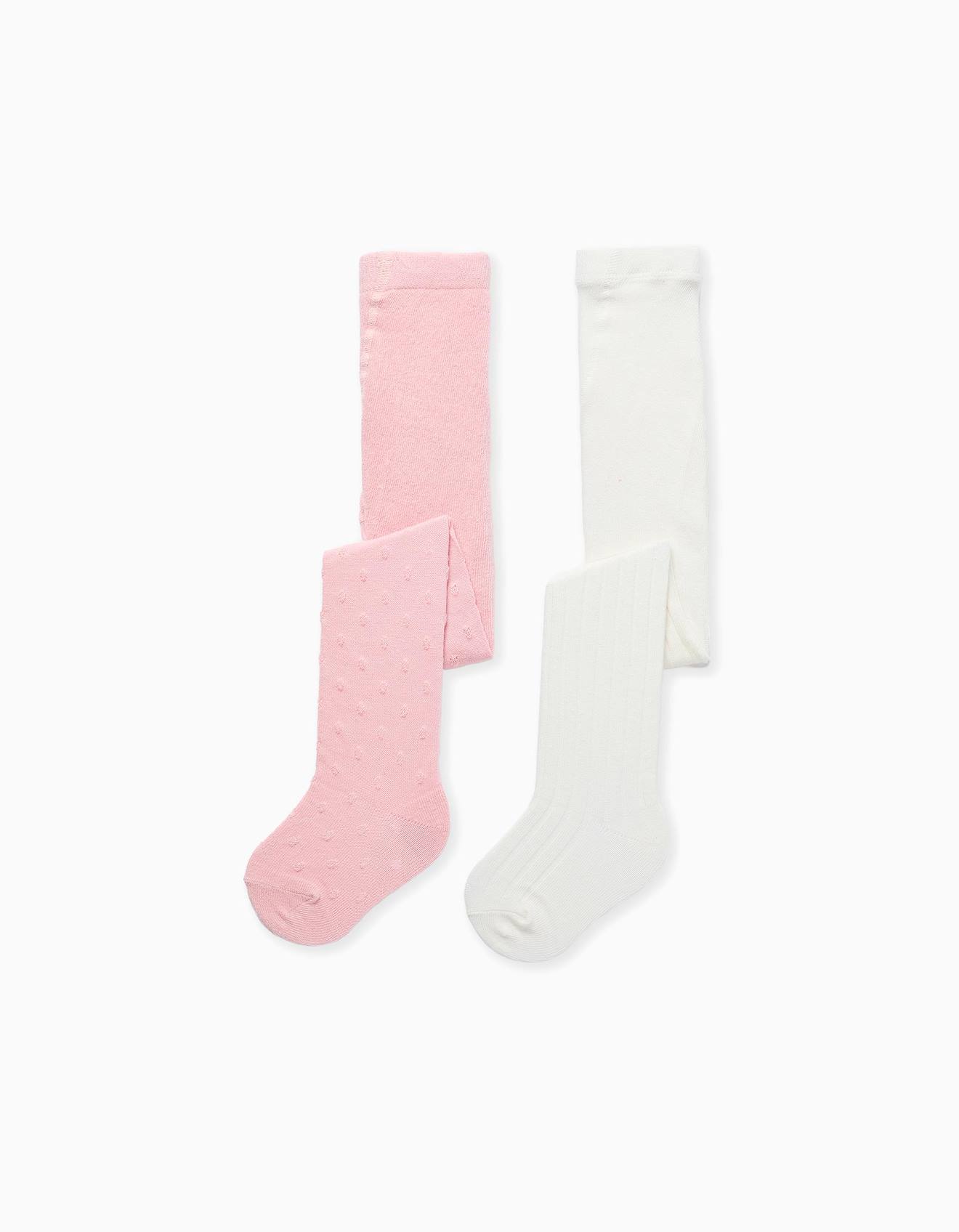 2 Paires De Collants Côtelés/jacquard Multicolore